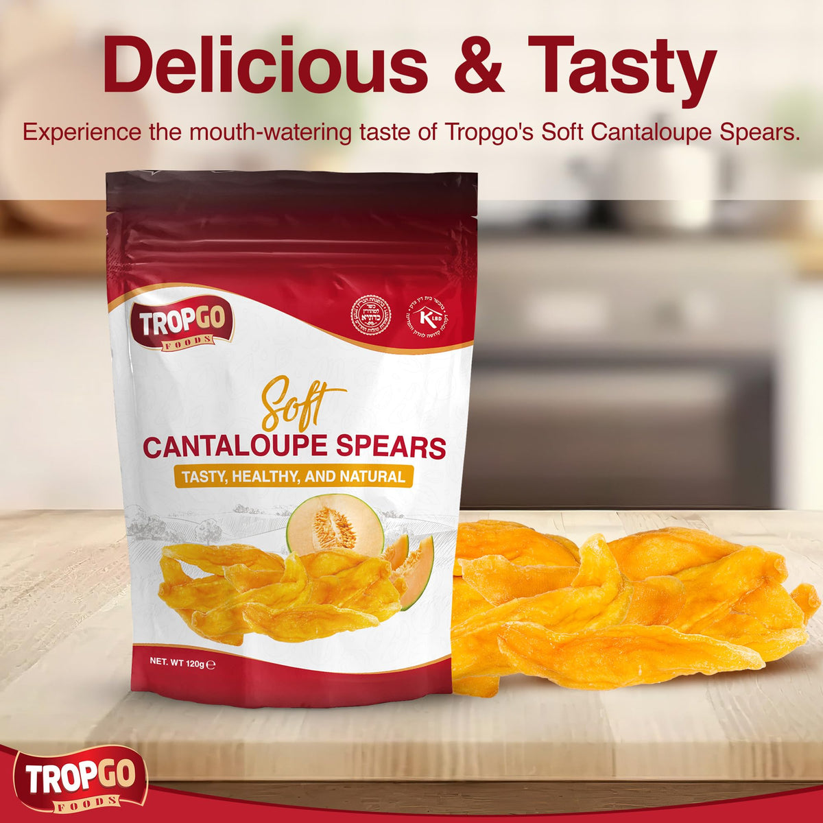 Tropgo Soft Cantaloupe Spears 120g Natural Dried Fruit Snack - Parent