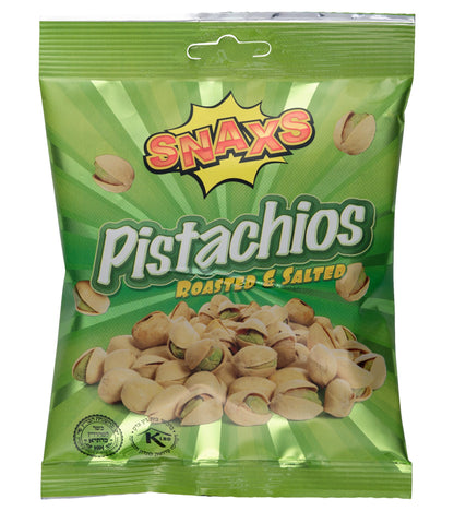 Snaxs Roasted Pistachio Nuts 150g - Salted Nuts with Fibre, Protein, and Minerals - Healthy Kosher Pistachios Ideal for Snacking