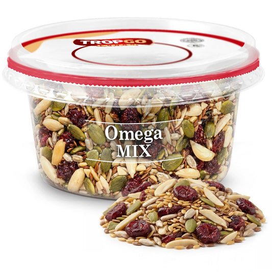 Tropgo Omega Mix 200g - Premium Nuts, Seeds, and Dried Fruit in Resealable and Recyclable Tub - Parent