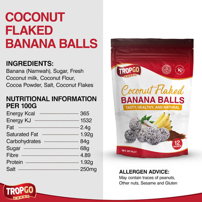 Tropgo Banana Balls with Coconut Flakes 12pcs – Made from Dried Banana, Coconut Milk, and Natural Ingredients - Parent