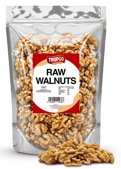 Tropgo Premium Walnuts - 600g - Raw Jumbo Walnuts - Natural Sprouted Walnut - Packed Fresh Premium Quality Nuts - Healthy for The Heart, High in Fibre & Minerals - Perfect for Snacking
