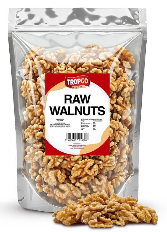 Tropgo Premium Walnuts - 600g - Raw Jumbo Walnuts - Natural Sprouted Walnut - Packed Fresh Premium Quality Nuts - Healthy for The Heart, High in Fibre & Minerals - Perfect for Snacking