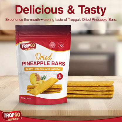 Tropgo 100% Dried Pineapple Bars - 8 Bars, Natural Fruit Snack - Parent