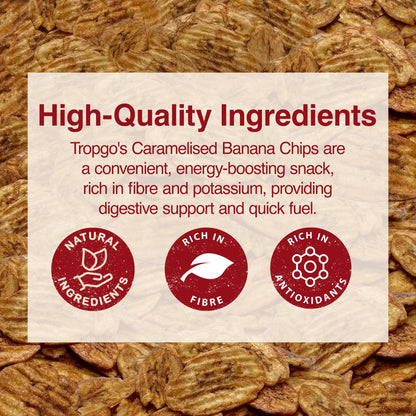 Tropgo Caramelised Banana Chips – Dried Fruit in a Resealable Bag - Parent