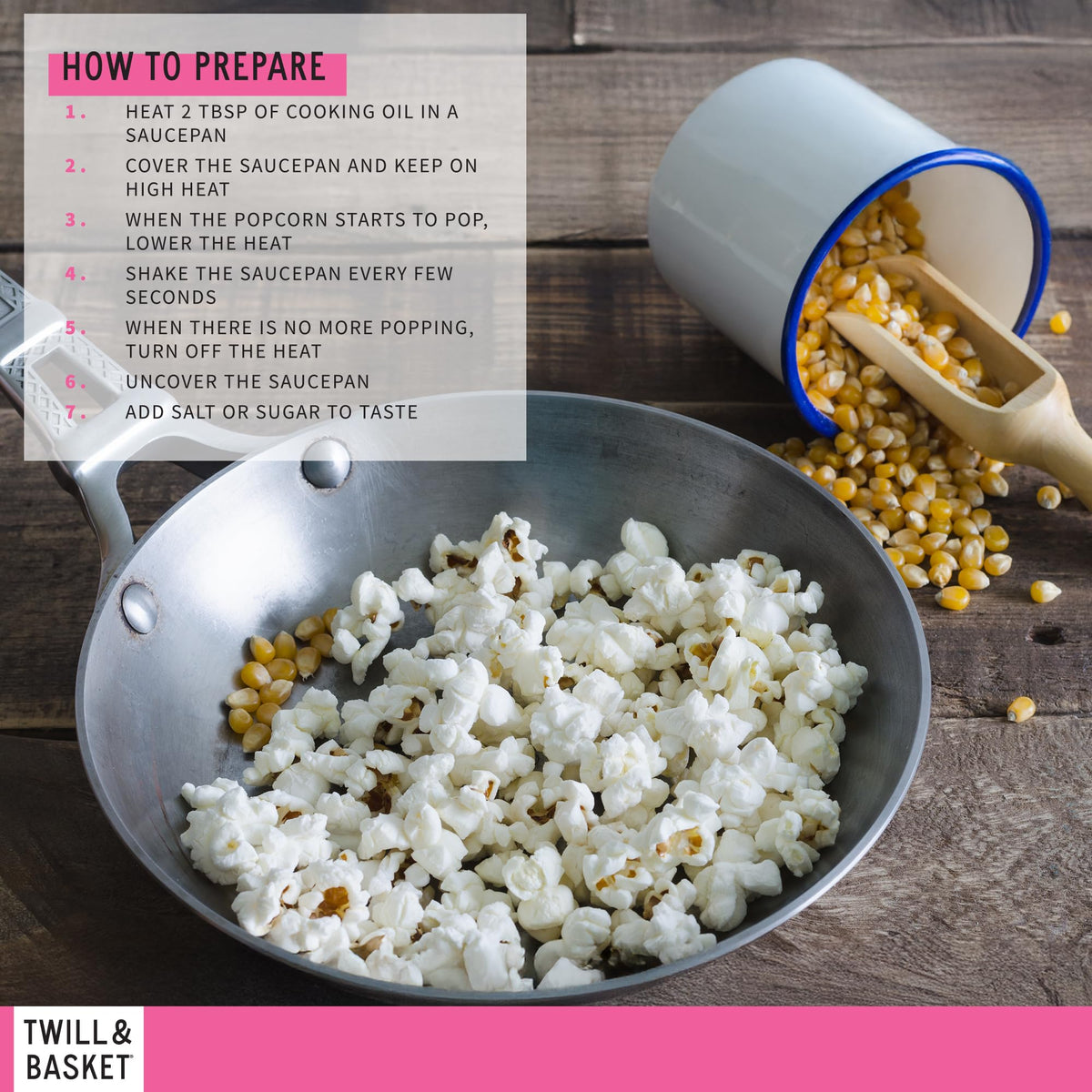 Twill & Basket Popcorn Seeds 2 lb – Hand-Picked Non-GMO, Kosher Snack – Fluffy, Tender Kernels for Homemade Popcorn – High Fibre, Bulk Size