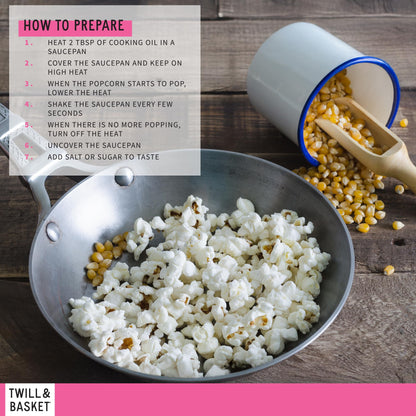 Twill & Basket Popcorn Seeds 2 lb – Hand-Picked Non-GMO, Kosher Snack – Fluffy, Tender Kernels for Homemade Popcorn – High Fibre, Bulk Size