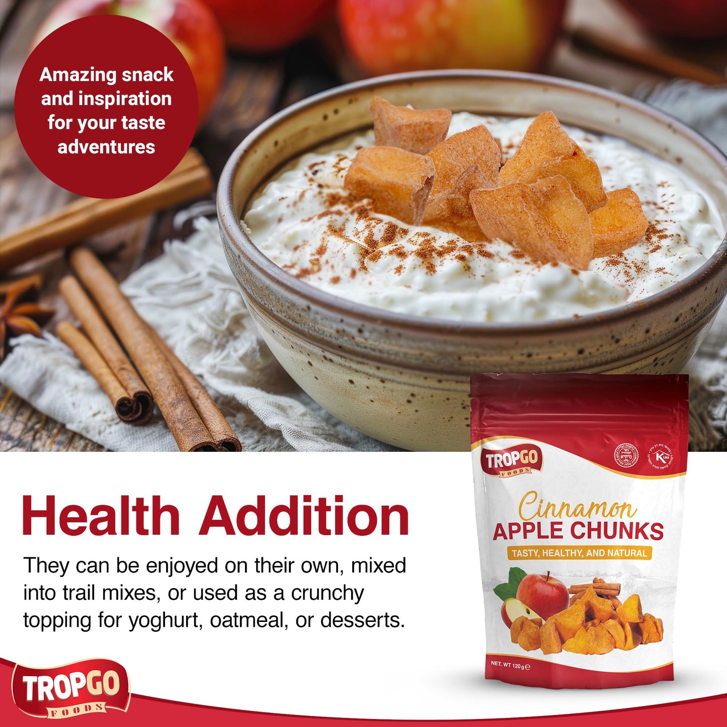 Tropgo Dried Cinnamon Apple Chunks 120g Natural Dried Fruit - Parent