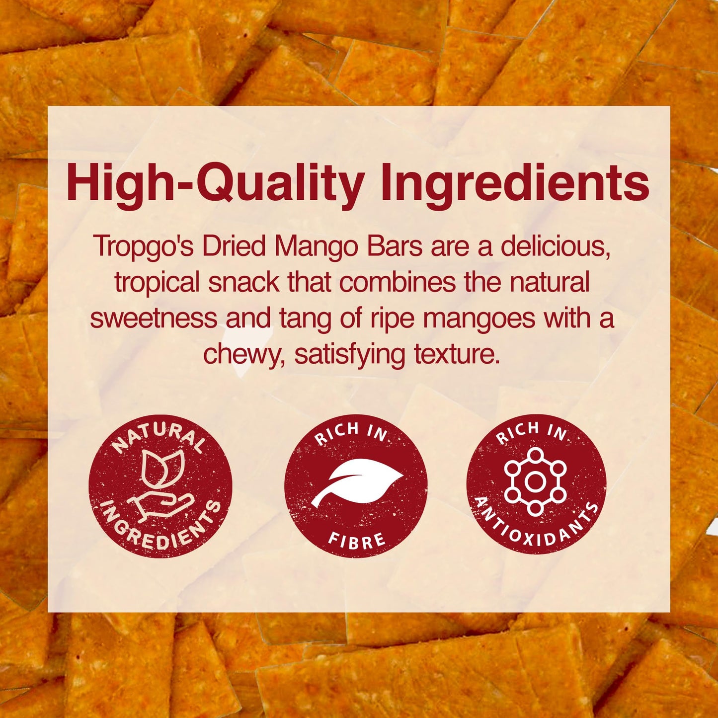 Tropgo Dried Mango Bars - 8 Bars – Healthy Fruit Snack Made from 100% Mango - Parent