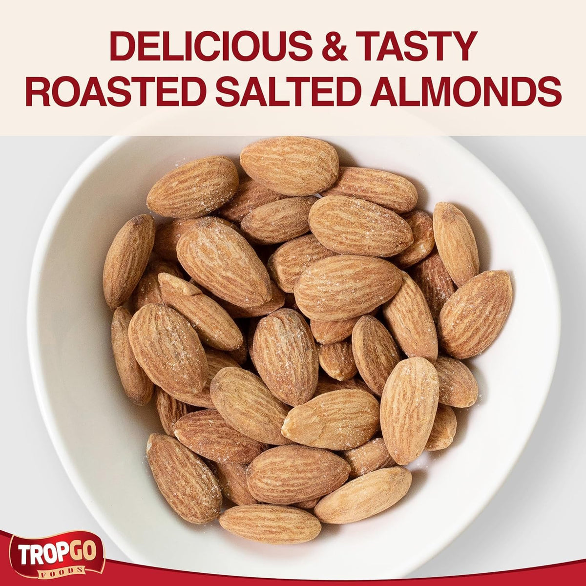 Tropgo Roasted Salted Almonds 5kg Bulk Pack – Premium Whole Almonds – Fresh, Crunchy, Lightly Salted – Ideal for Snacking, Baking, Cooking & Foodservice