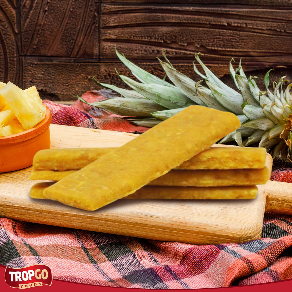 Tropgo 100% Dried Pineapple Bars - 8 Bars, Natural Fruit Snack - Parent