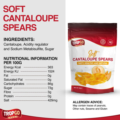 Tropgo Soft Cantaloupe Spears 120g Natural Dried Fruit Snack - Parent