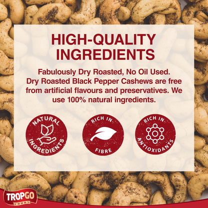 Roasted Salted Black Pepper Cashews - Healthy Flavoured Nuts in a Resealable and Recyclable Tub - Parent