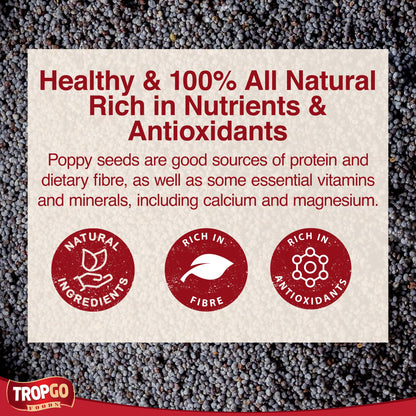 Tropgo Poppy Seeds 200g - Non-GMO, in Resealable and Recyclable Tub - Parent