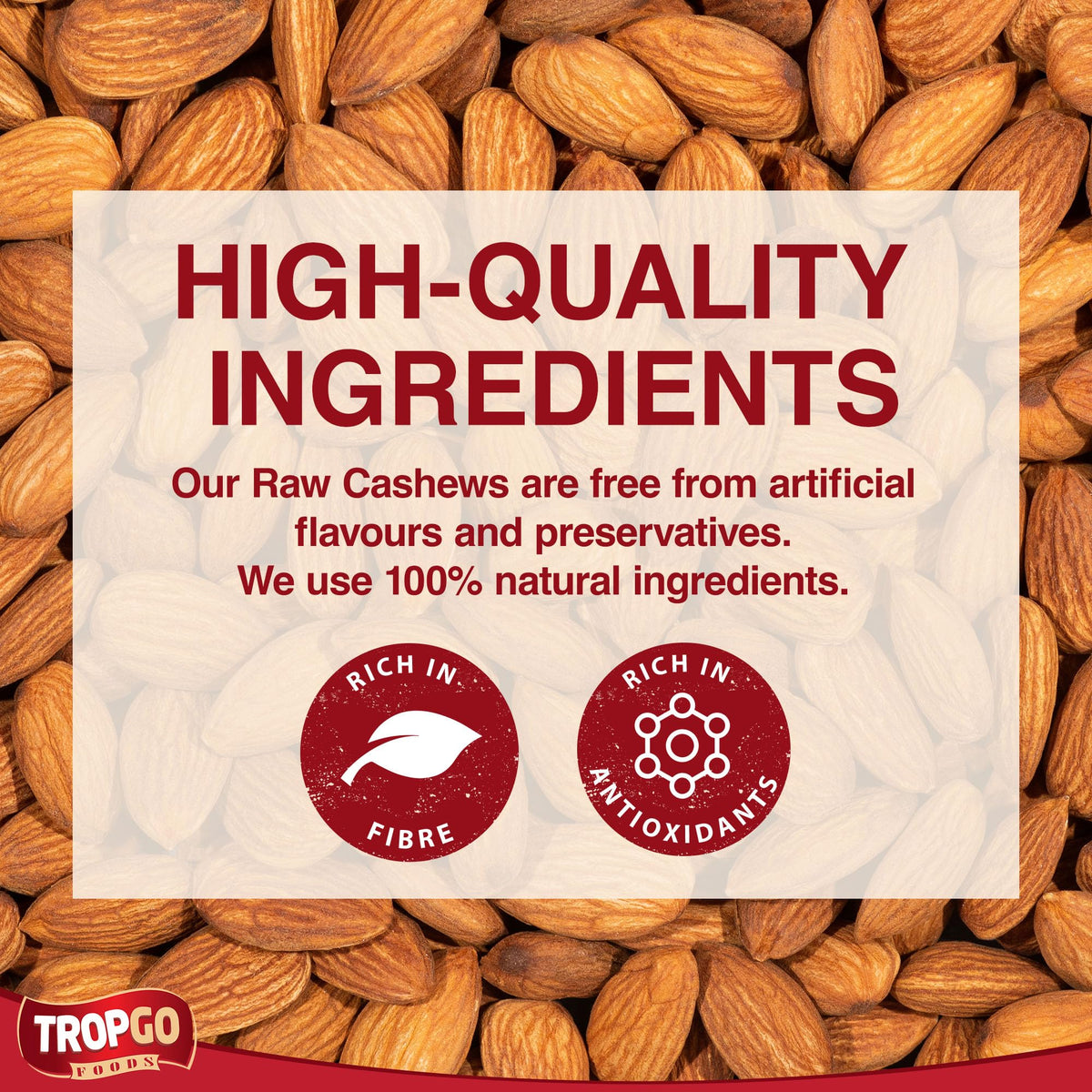 Tropgo Raw Almonds 1kg – Whole Natural Non-GMO Unsalted Nuts for Snacking, Baking and Cooking - Delicious, Plant-Based Protein - Almond Nuts in Resealable Bag