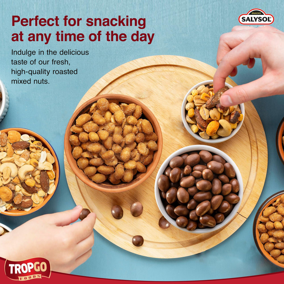 Salysol Snacks Nuts – Chocolate Peanuts, Honey Peanuts, Spicy Cocktail 6 x 50g – Chocolate Gift Box – Delicious Pure Natural Nuts – Thoughtful Gift Sets for Him and Her