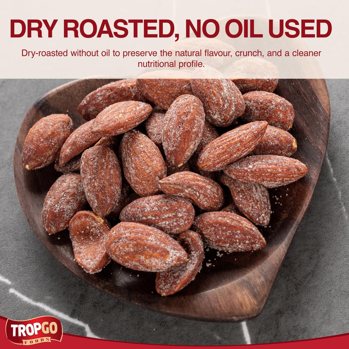 Tropgo Roasted Salted Almonds 180g Tub - Pack of 2 - Almond Nuts in Resealable and Recyclable Tub - Wholesome Trail Mix with Fibre, Protein, and Essential Minerals - Healthy Nuts for All Ages