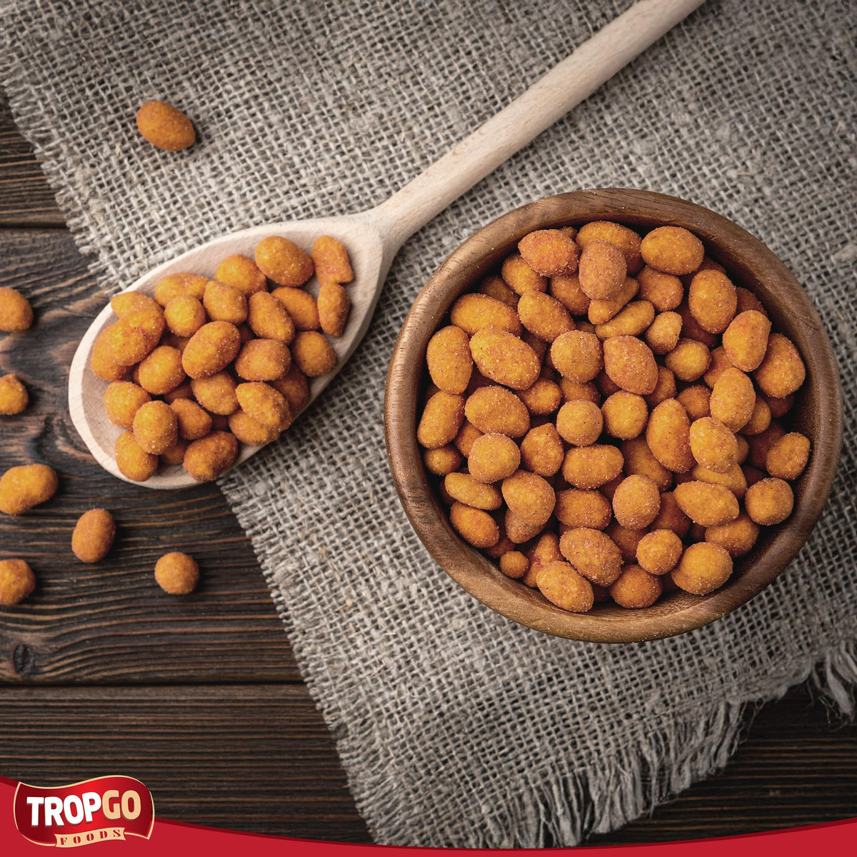 Tropgo Grill Flavour Coated Peanuts 150g - Crunchy Roasted Peanuts with Savoury BBQ Seasoning - Bold & Smoky Snack in Resealable Tub for Freshness - Ideal for Parties, Game and Movie Nights