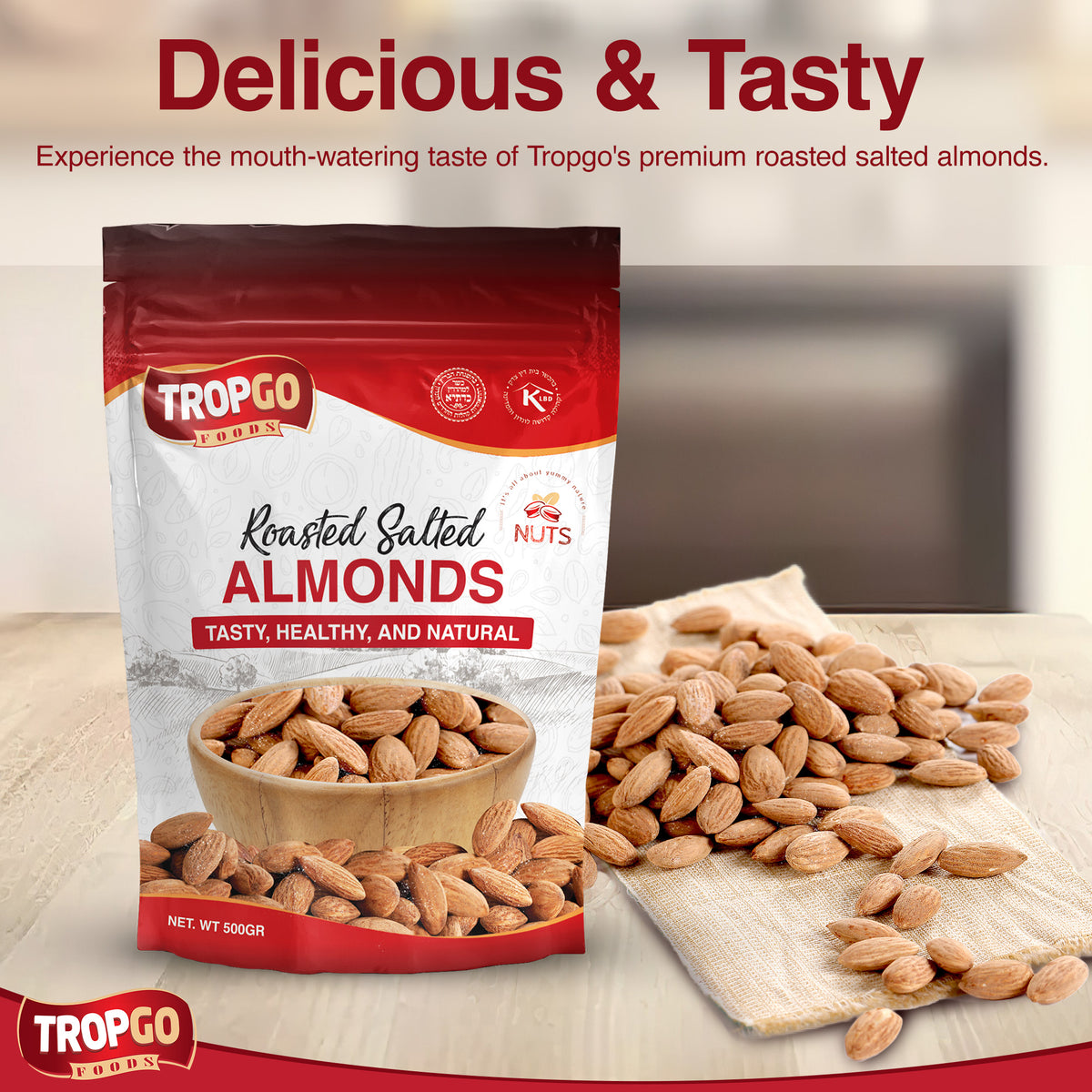 Roasted Salted Almonds 500g (Large Bag)