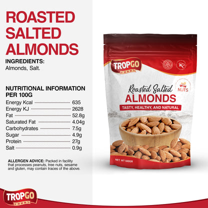 Roasted Salted Almonds 500g (Large Bag)