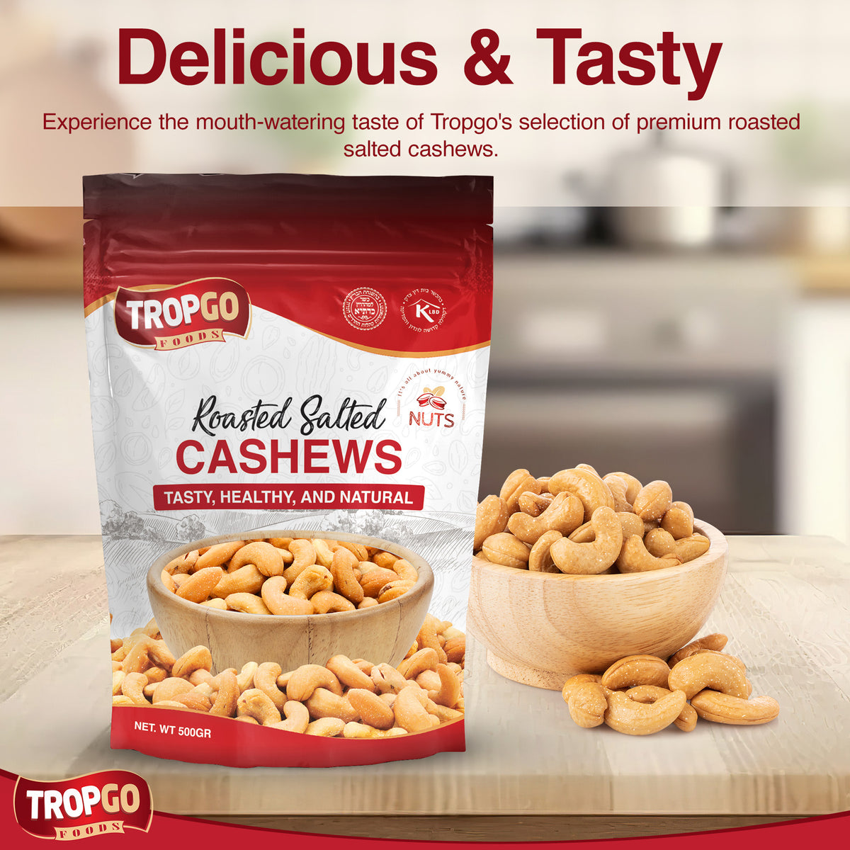 Roasted Salted Cashews 500g (Large Bag)