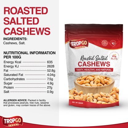 Roasted Salted Cashews 500g (Large Bag)