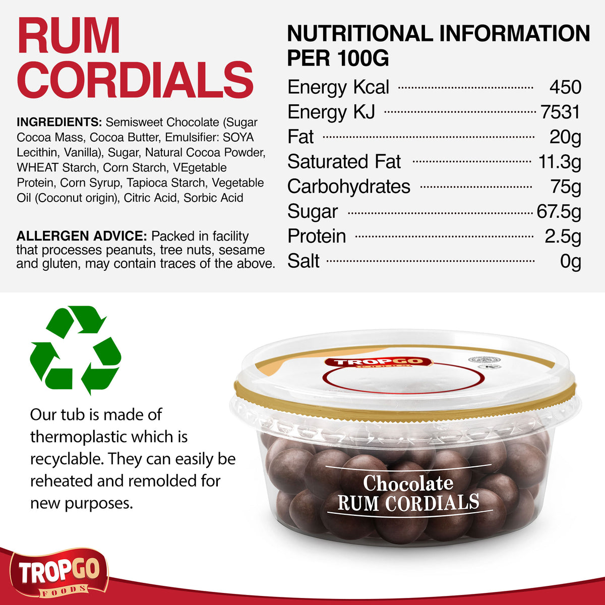Chocolate Rum Cordials 140g
